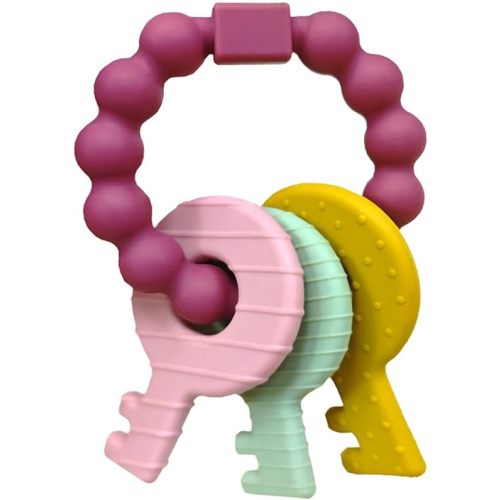 Baby Keys Toy, Teething Keys Toy for Toddlers 3-18 Months,Infants Sensory Silicone Chewable Keys Teether - Soothes Baby Gum Pain,BPA Free (Purple)