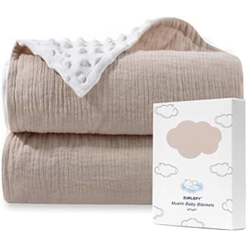 Neutral Khaki Baby Blankets for Unisex, Soft Cotton Toddler Blanket for Daycare, Warm Thick Baby Blanket for Newborn, Infant (43-08)