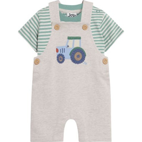 Shirt & Tractor Appliqué Overalls Set, 6-12M