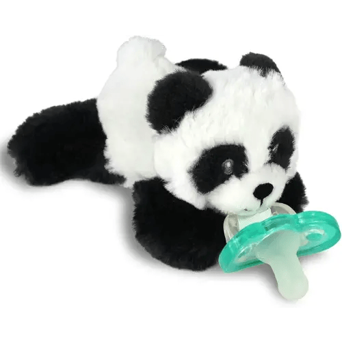 RaZbaby JollyPop Pacifier, Holder w/Detachable Baby Pacifier, Stuffed Animal RaZbuddy, All Ages 0M+, 100% Medical Grade USA Made Silicone, Machine Washable, Textured & Easy to Hold – Panda