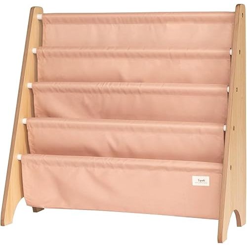 3 Sprouts Recycled Fabric Kids Bookshelf – Kids & Toddler Book Rack for Book Storage – Children's Bookcase Display for Nursery, Playroom or Kids Room in Solid Clay Ages 3+