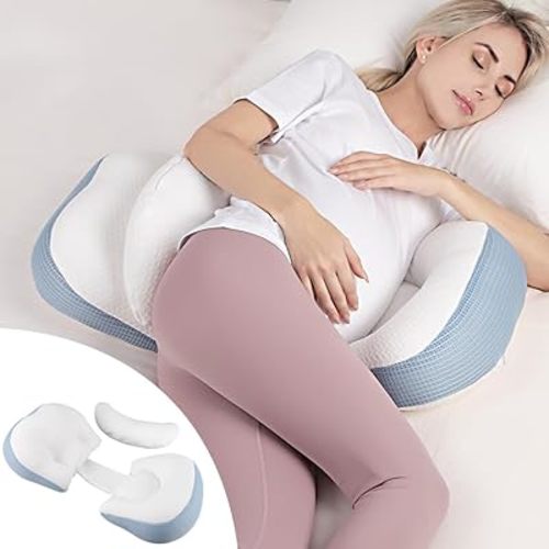 Chilling Home Pregnancy Pillow for Sleeping Portable, Maternity Pillow for Side Sleeper, Travel Wedge Pillow, Body Pillow Support for Back, Belly, Blue