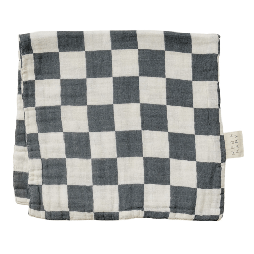 Charcoal Checkered Muslin Burp Cloth