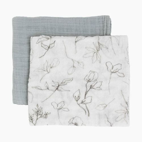 Little Unicorn Organic Cotton Muslin Swaddle Blanket 2 Pack - Pencil Floral, Large
