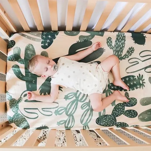 Chippi & Co Cactus Crib Sheets, Arizona Nursery Decor, Succulent Crib Bedding Stuff, Western Crib Sheets, Easter Crib Sheets, Easter Gifts for Babies, Cotton Standard Size Boy & Girl 52X28X9''