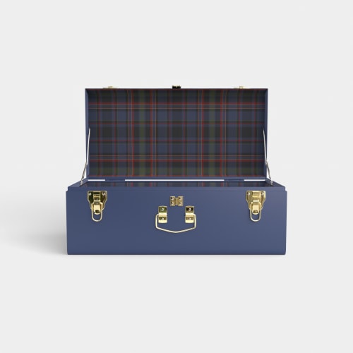 Petite Trunk - Navy - PK Plaid / Embroidery