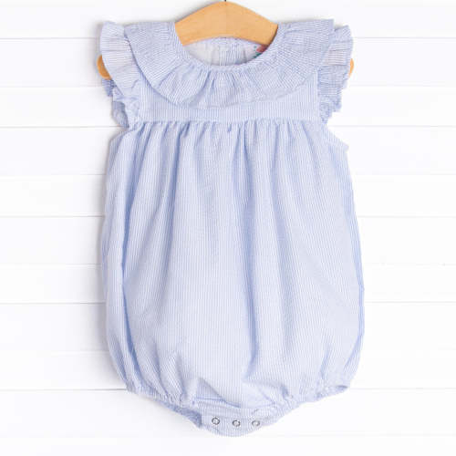 Simple Seersucker Ruffle Bubble, Blue                          –        Stitchy Fish