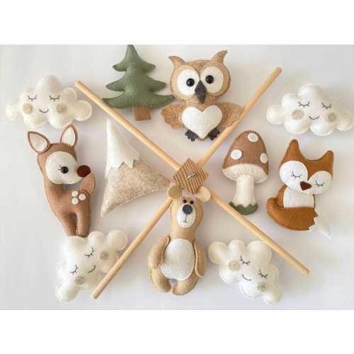 Baby Mobile &quot;Forest Animals&quot;. Baby mobile, Baby shower gift, New baby gift, Felt animals toy, baby mobile woodland, forest mobile