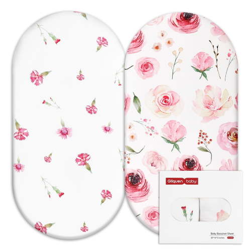 Gllquen Baby Crib Fitted Sheets, 2-Piece Fashion Creamy Roses Bed Set, Breathable Cozy for Newborn Baby Boys Girls 32"X16"