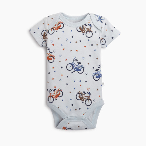 Tiny Kind Printed Short Sleeve Organic Cotton Bodysuit - Bicycle, 6-9 M