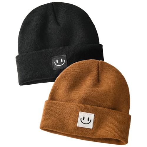 FURTALK Baby Beanie Cute Toddler Winter Hat Knit Boys Girls Warm 2 Pack Kids Embroidered Beanies Cap for 0-8 Years