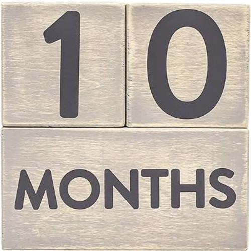 Pearhead Wooden Milestone Age Blocks, Gender-Neutral Baby Accessory for Photo Sharing, Weekly, Monthly, Year and Grade Growth Markers, Distressed Gray