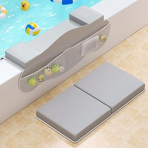 Baby Bath Kneeler and Elbow Rest Pad Set: Bathtub Elbow Rest with Silicone & Water Baffle Design -Easy to Clean & Gifts for New Parents