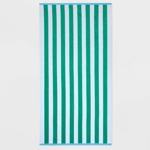 Wow Reversible Beach Towel White/green/blue - Sun Squad™
