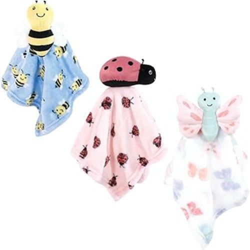 Hudson Baby Unisex Baby Animal Face Security Blanket, Butterfly 3-Pack, One Size