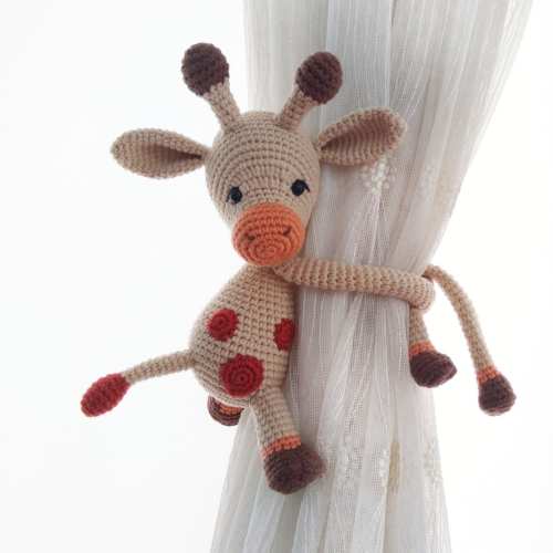 Safari Nursery Themed Animals Curtain Tie Back, Safari Animals Themed Nursery Decor, Amigurumi Elephant, Monkey, Giraffe, Lion Toy