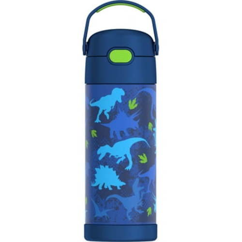 Thermos Stainless Steel Funtainer Water Bottle with Straw, Dinosaur, 14 Fluid Ounces