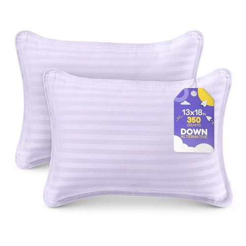 Utopia Bedding Toddler Pillow (Lavender, 2 Pack), 13x18 Pillows for Sleeping, Soft and Breathable Cotton Blend Shell, Small Kids Pillow Perfect for Toddler Bed and Travel (Intended for Age 2 and up)