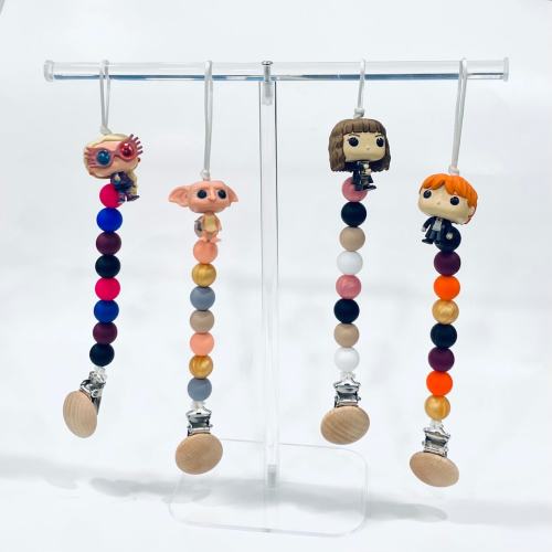 Harry Potter Pacifier Clips, Luna Lovegood, Dobby, Hermione, Ron, Weasley, Hogwarts, Magic, Wizard, baby shower, Baby, Binki, gift