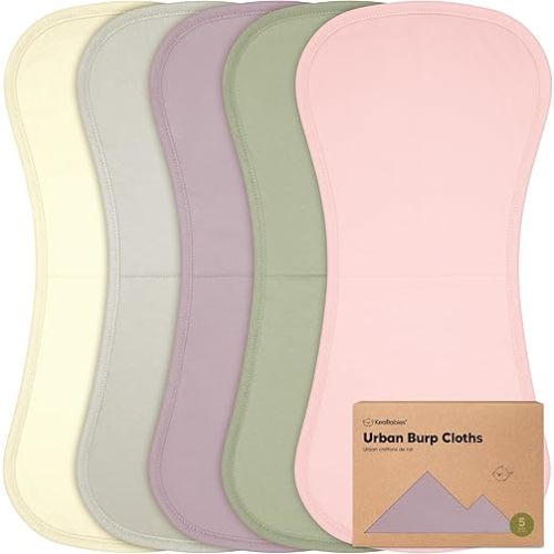 Organic Burp Cloths Baby Boy & Girl - 5-Pack Super Absorbent Cotton Burping Cloths for Babies, Soft & Plush Newborn Spit Up Rags, Infant Towels for Milk Spit Up, Unisex, Large 21" x 10" (Embrace)