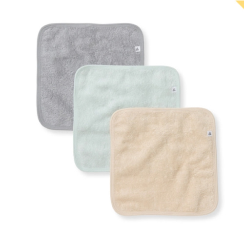 Organic Cotton Woven Terry Solid Washcloths 3 Pack Quarry