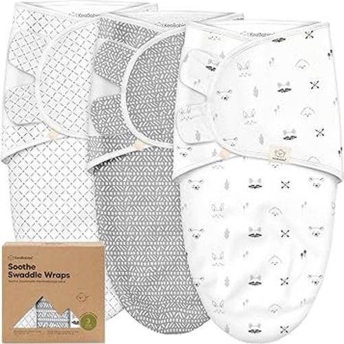KeaBabies 3-Pack Organic Baby Swaddle Sleep Sacks - Newborn Swaddle Sack, Ergonomic Baby Swaddles 0-3 Months, Swaddles for Newborns,Baby Sleep Sack, Baby Swaddle Blanket Wrap,Baby Essentials(Nordic)