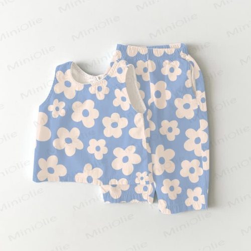 Toddler Floral Blue Sleeveless 2-piece Set