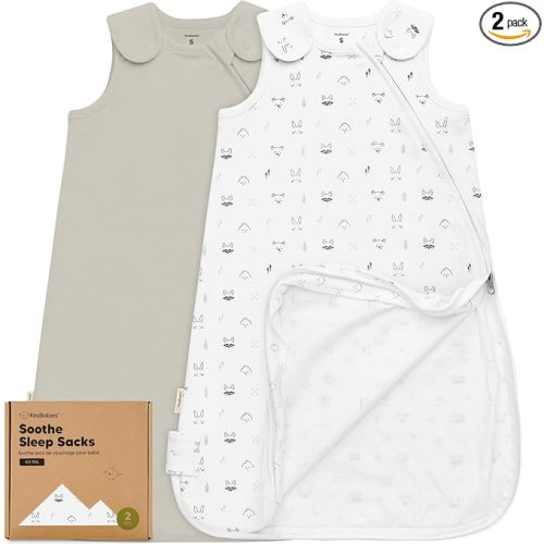 2-Pack Organic Baby Sleep Sacks, 100% Cotton - Soft & Breathable 0.5TOG Baby Wearable Blanket, Toddler Sleeping Sack 0-6 months, Easy to Wear Transitional Swaddles for Newborns, Infants (Nordic, S)