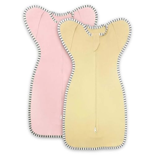 Transition Swaddle 3-6 Months Sleep Sack Arms up Swaddle, 2-Pack Baby Swaddles 3-6 Months Sleeping Sack with 2-Way Zipper Arms In/Out 100% Cotton 0.8 Tog Baby Sleep Swaddles for Girl (Medium 14-20lbs)