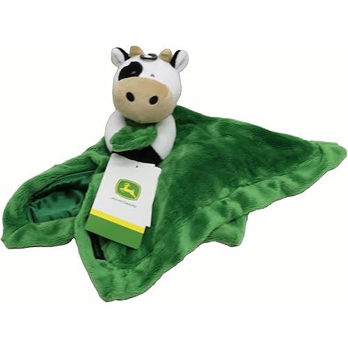 John Deere Baby Cuddle Snuggle Security Blanket Boy Girl Farm Animal Cow Pig Chick, GREEN