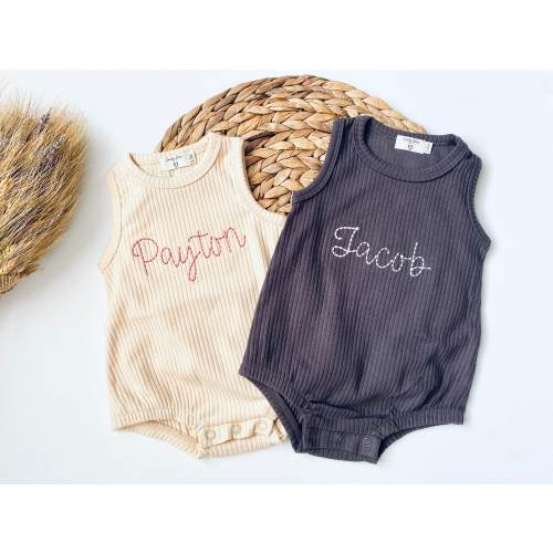 Personalized Baby Romper - Organic Baby Romper - Gender Neutral Baby Outfit - Embroidered Baby Outfit - Baby Gift
