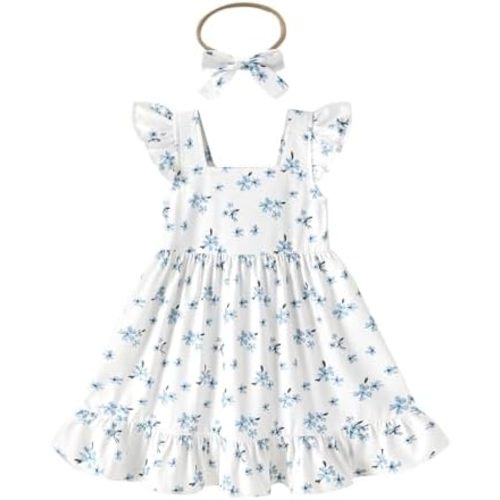 JEELLIGULAR Baby Girl Dresses Strawberry Sundress Toddler Infant Summer Clothes with Cute Bow Headband Playwear Outfits 3-24M