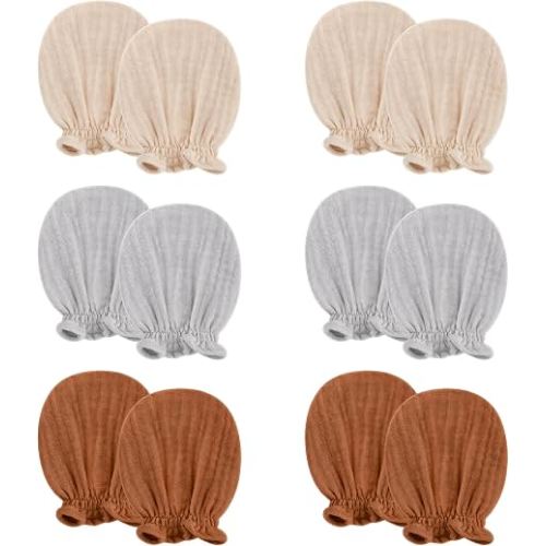 Pro Goleem Muslin Baby Mittens for Newborn, 100% Cotton No Scratch Soft Breathable Gloves for Boys and Girls 0-6 months