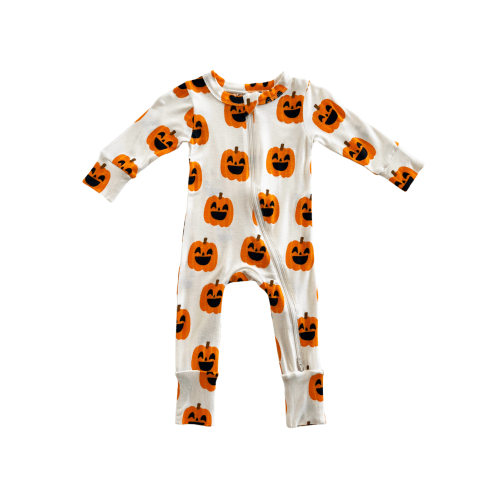 2-Way Convertible Zip Romper, Jack-O-Lantern