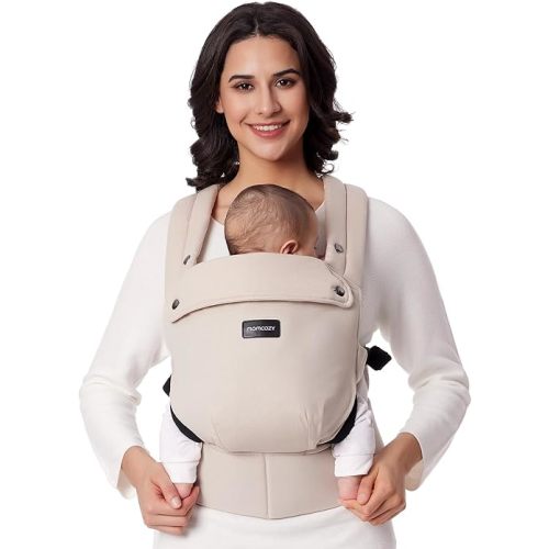 Momcozy Baby Carrier Newborn to Toddler - Ergonomic, Cozy and Lightweight Infant Carrier for 7-44lbs, Effortless to Put On, Ideal for Hands-Free Parenting, Enhanced Lumbar Support, Khaki