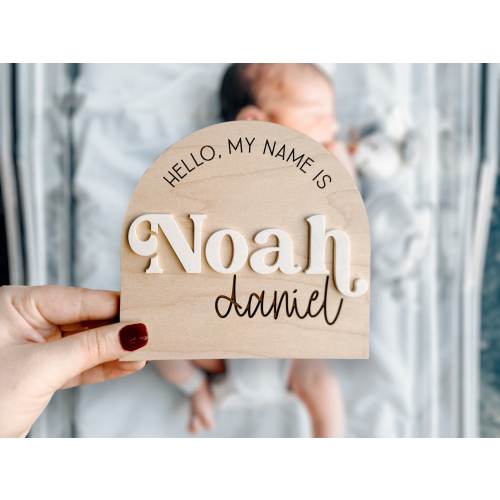 Baby Name Announcement Sign - Hello My Name Is Sign - Fresh 48 Photo Prop