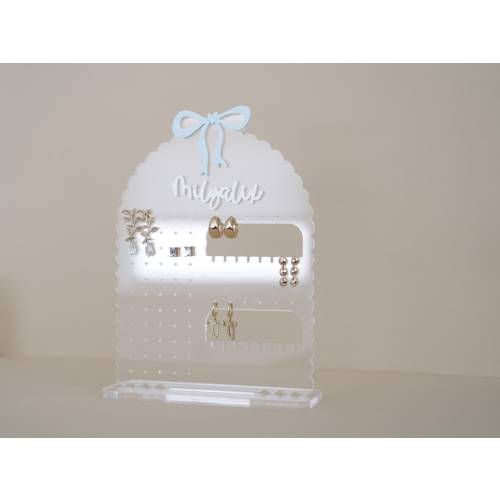 Personalized Acrylic Earring Holder: Custom Bow Jewelry Organizer