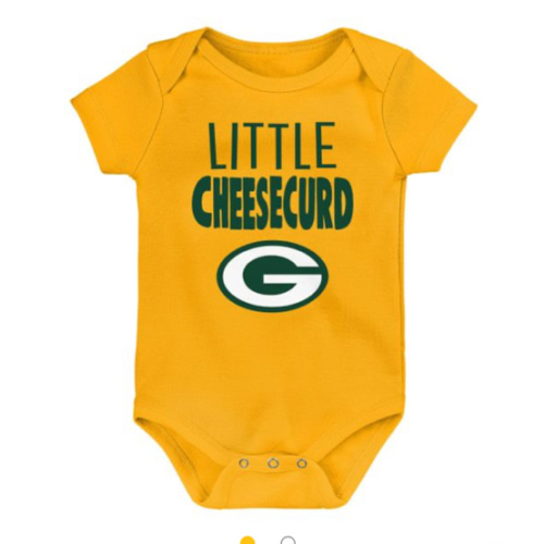Green Bay Packers Newborn Little Cheesecurd Bodysuit at the Packers Pro Shop