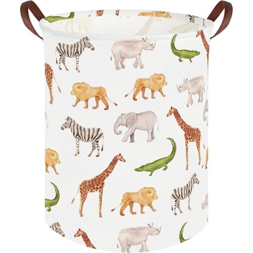 Baby Laundry Hamper,Nursery Hamper,Foldable waterproof forest laundry basket for kids,kids laundry Basket,Toy storage basket for kids,Safari park Room Decor(Wild animal)