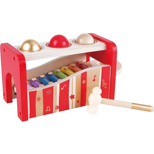 Hape - Pound and Tap Bench Music Set 30th Anniversary - 2016 LIMITED EDITION, 12 months to 144 months,Red