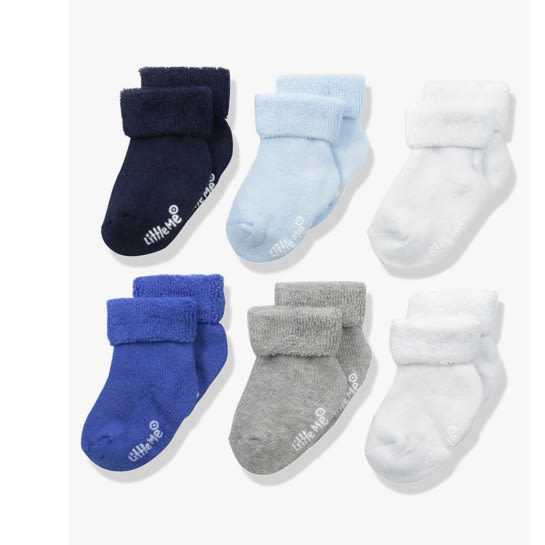 Little Me Baby Boys' Think Cotton Turn Cuff Socks