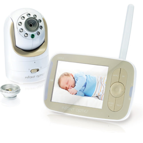 Infant Optics DXR-8 480p Video Baby Monitor, Non-WiFi Hack-Proof FHSS Connection, Interchangeable Lenses, Pan Tilt Zoom, LED Sound Bar, Night Vision, and Two-way Talk, low battery