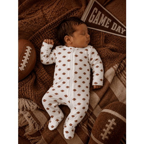 Football | Organic Cotton Pointelle Baby Clothes Zipper Footie – SpearmintLOVE