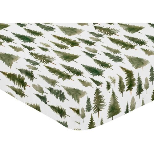 Sweet Jojo Designs Gender Neutral Unisex Baby Fitted Crib Sheet Woodland Pine Tree Green