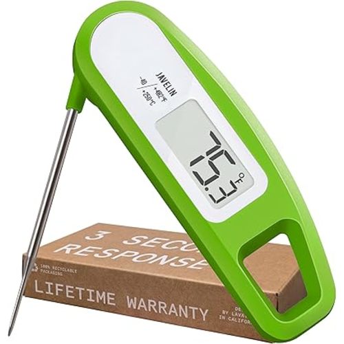 Lavatools Javelin® Ultra-Fast 2-Second Digital Instant Read Meat Thermometer for Grill and Cooking, 2.75" Probe, Compact Foldable Design, Large Display, IP65 Water Resistant, NSF Certified – Wasabi