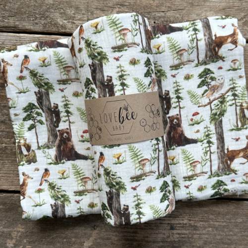Woodland Bear Organic Double Gauze Swaddle | BRAND NEW