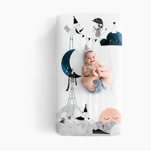 Rookie Humans Cotton Sateen Crib Sheet - The Moon's Birthday