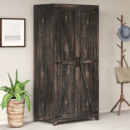 Gracie Oaks 71'' Farmhouse Armoire, Wardrobe Closet Storage Cabinet With Shelf & Hanging Rod & Reviews | Wayfair