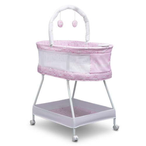 Disney Princess Sweet Dreams Bassinet by Delta Children – Portable Crib with Lights, Sounds and Vibration, Pink