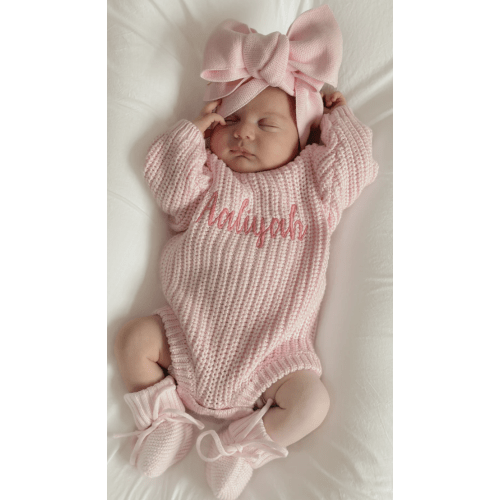 Super Chunky Knit Romper - Ballerina Pink